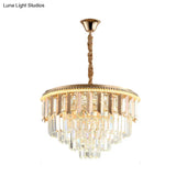 Modern Gold Crystal 5-Tier Round Chandelier - Led Ceiling Pendant Light For Dining Room