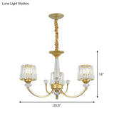Modern Gold Crystal Block Chandelier - Barrel Design With 3/6 Lights Dining Room Lighting