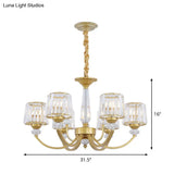 Modern Gold Crystal Block Chandelier - Barrel Design With 3/6 Lights Dining Room Lighting