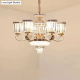 Modern Gold Crystal Block Pendant Chandelier - 6/8-Head Bell Design