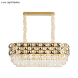 Modern Gold Crystal Chandelier - 10 Head Oval Suspension Light Fixture