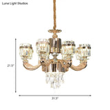 Modern Gold Crystal Chandelier - 6/8 Cylinder Lights Pendant Lamp For Table And Ceiling