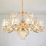 Modern Gold Crystal Cylinder Chandelier Pendant Lamp - Clear Stylish Lighting Fixture 15 /