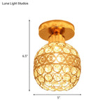 Modern Gold Crystal Flush Mount Ceiling Light - Globe/Cone Design For Hallways