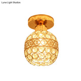 Modern Gold Crystal Flush Mount Ceiling Light - Globe/Cone Design For Hallways