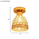 Modern Gold Crystal Flush Mount Ceiling Light - Globe/Cone Design For Hallways