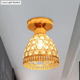 Modern Gold Crystal Flush Mount Ceiling Light - Globe/Cone Design For Hallways