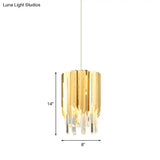 Modern Gold Crystal Hanging Light Fixture With Tiered Bulb