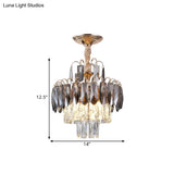 Modern Gold Crystal Leaf Chandelier - 3-Head Balcony Ceiling Lamp