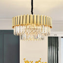 Modern Gold Crystal Prism Chandelier Pendant Light With 8 Bulbs - Tiered Hanging Fixture