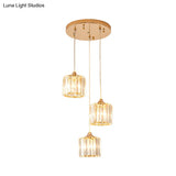 Modern Gold Crystal Prism Pendant Light Fixture With Round Canopy - Stylish Ceiling Hanging