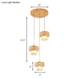 Modern Gold Crystal Prism Pendant Light Fixture With Round Canopy - Stylish Ceiling Hanging