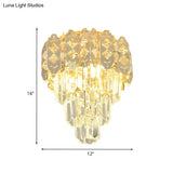 Modern Gold Crystal Prism Semi - Mount Ceiling Fixture With Layered Tapered Design