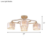 Modern Gold Crystal Shade Semi Flush Mount Ceiling Lamp For Dining Room (4/6-Bulb)