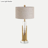 Modern Gold Crystal Table Lamp With Fabric Shade