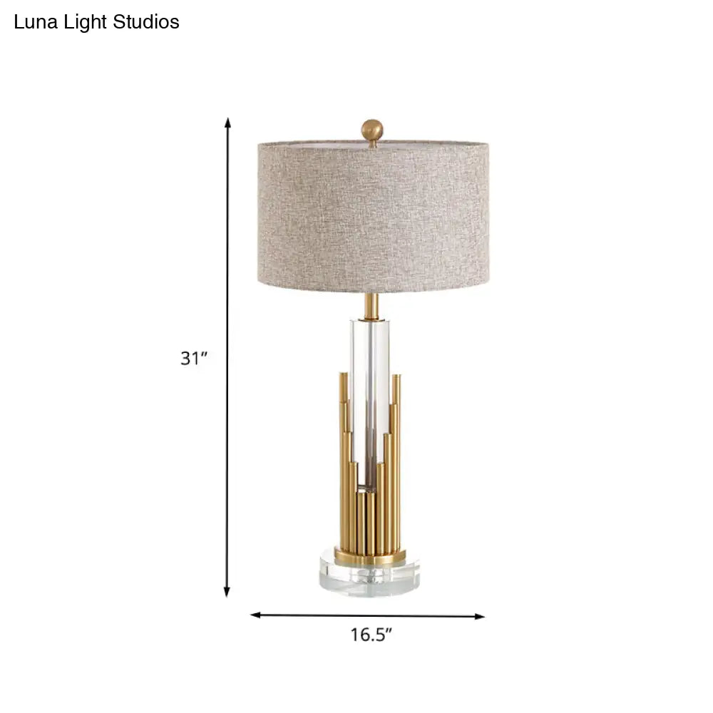 Modern Gold Crystal Table Lamp With Fabric Shade