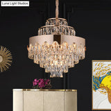 Modern Gold Crystal Tiered Chandelier - 7/12 Lights Dining Room Pendant