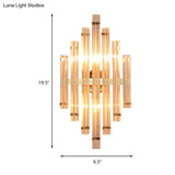 Modern Gold Crystal Wall Mounted Lamp - Prismatic 2-Light Sconce For Living Room