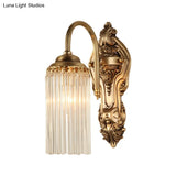 Modern Gold Cylinder Wall Sconce With Crystal Rod Shade Nordic Style | Metal Mount Light