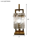 Modern Gold Desk Lamp With Beveled Crystal - Perfect Nightstand Light For Bedroom