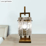 Modern Gold Desk Lamp With Beveled Crystal - Perfect Nightstand Light For Bedroom
