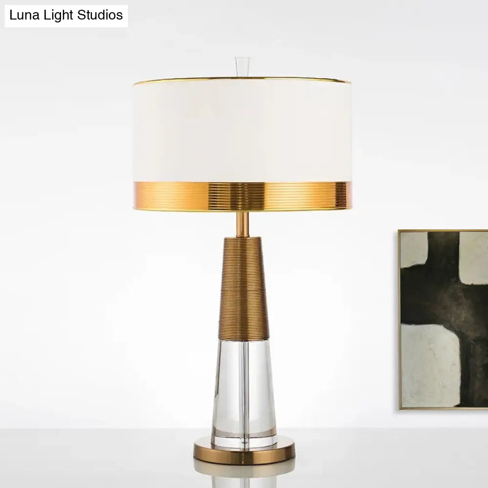 Modern Gold Desk Lamp With Fabric Shade - Ideal For Living Room Or Office