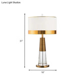 Modern Gold Desk Lamp With Fabric Shade - Ideal For Living Room Or Office