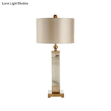 Modern Gold Desk Lamp With Fabric Shade - Ideal For Living Room Or Office
