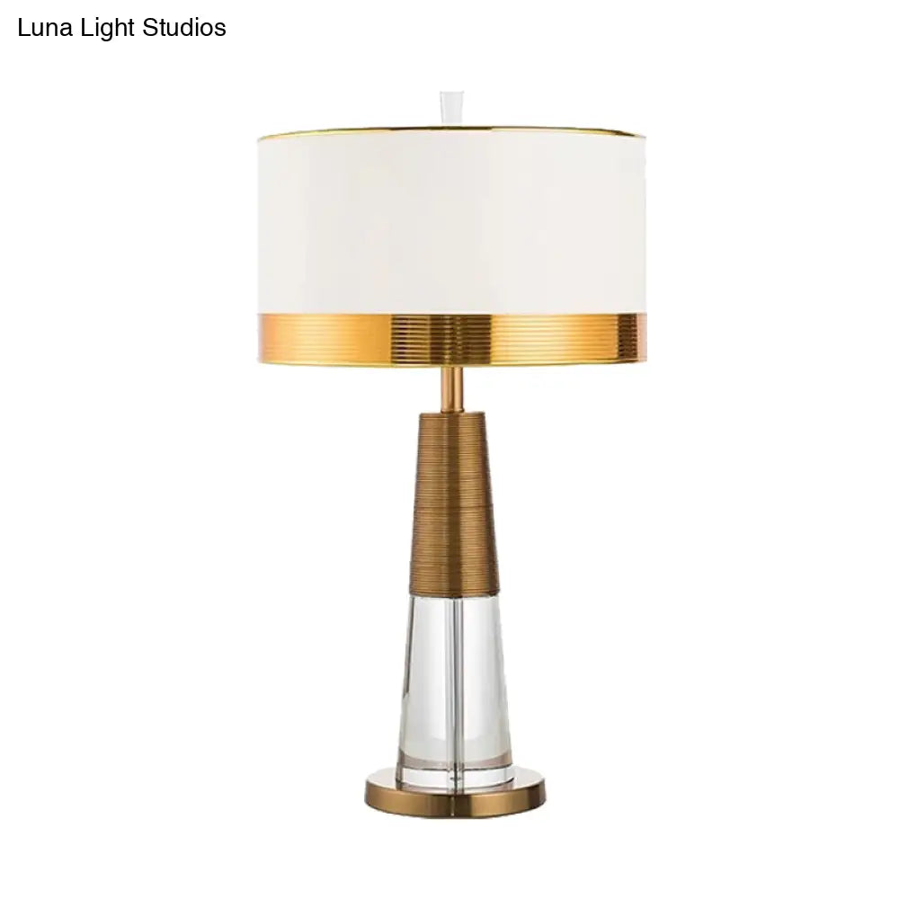 Modern Gold Desk Lamp With Fabric Shade - Ideal For Living Room Or Office