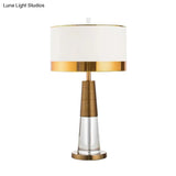 Modern Gold Desk Lamp With Fabric Shade - Ideal For Living Room Or Office