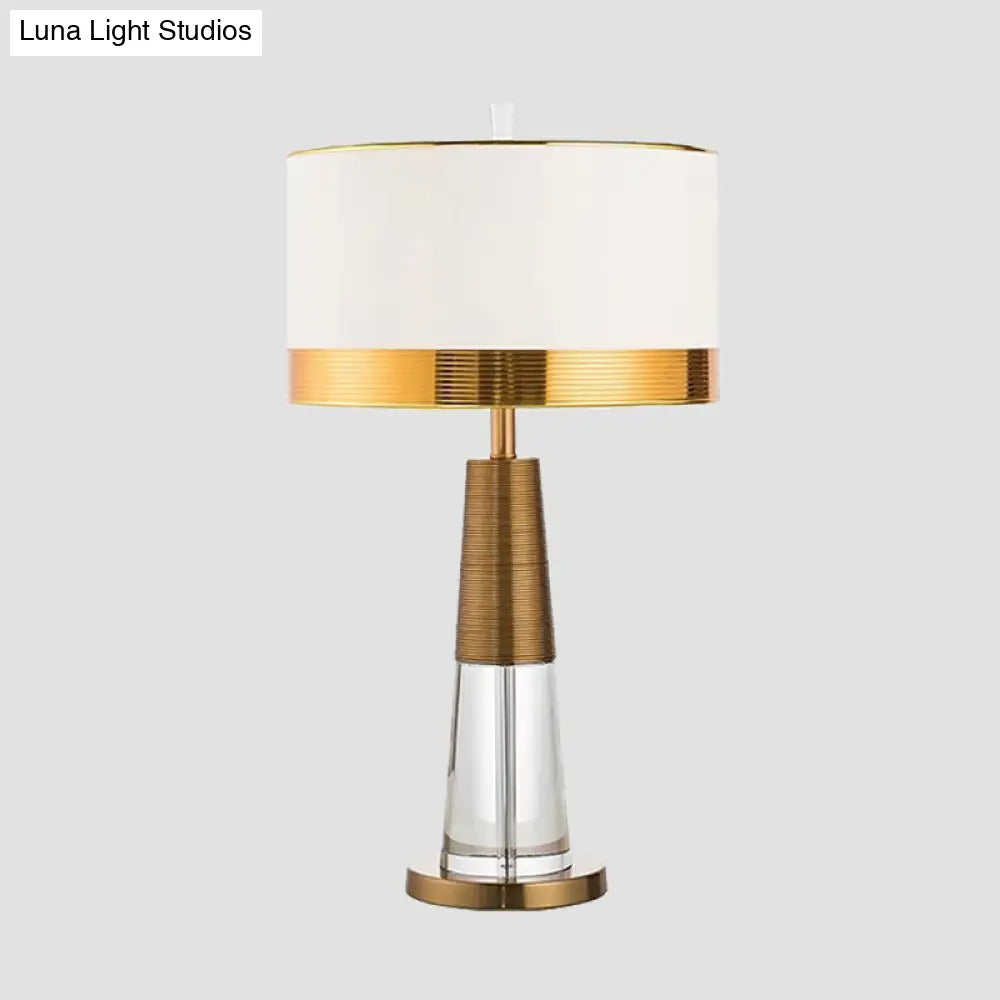 Modern Gold Desk Lamp With Fabric Shade - Ideal For Living Room Or Office
