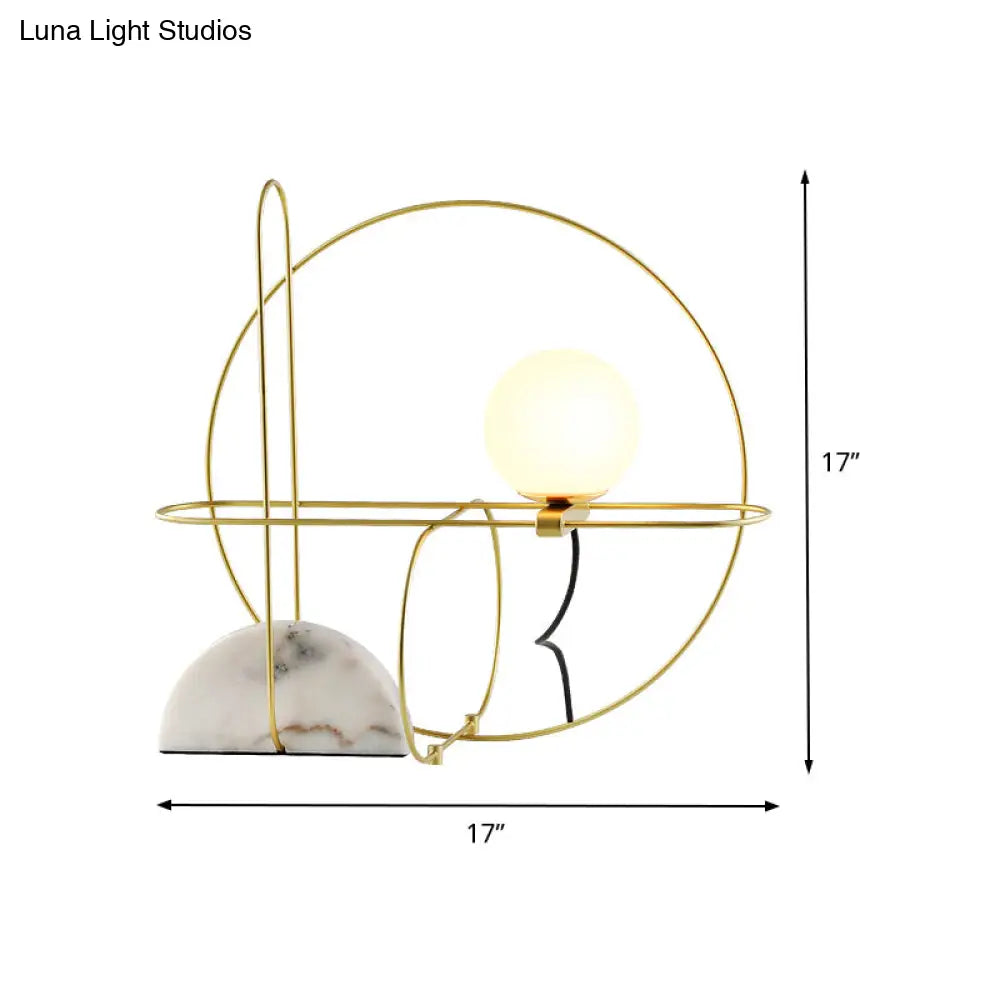 Modern Gold Desk Lamp With Glass Shade - Round Metal Base 1 Head