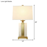 Modern Gold Desk Lamp With Trapezoid Fabric Shade - Bedroom/Table Night Light