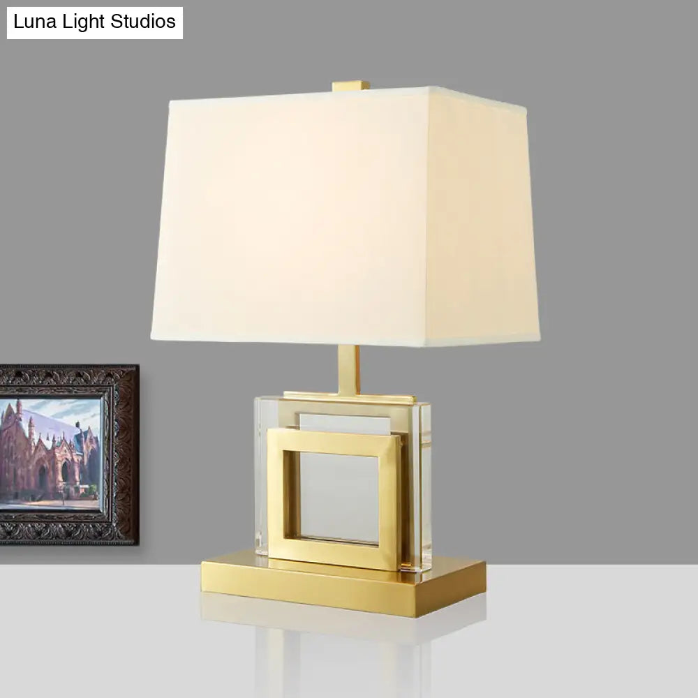 Modern Gold Fabric Pagoda Desk Lamp - Stylish 1-Bulb Night Table Light For Living Room