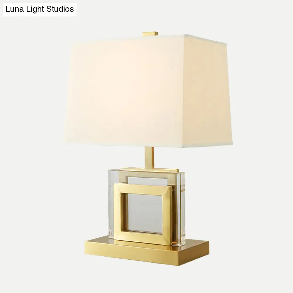 Modern Gold Fabric Pagoda Desk Lamp - Stylish 1-Bulb Night Table Light For Living Room