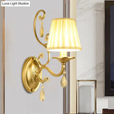 Modern Gold Fabric Wall Sconce - Tapered Surface Design Bedroom Light Fixture