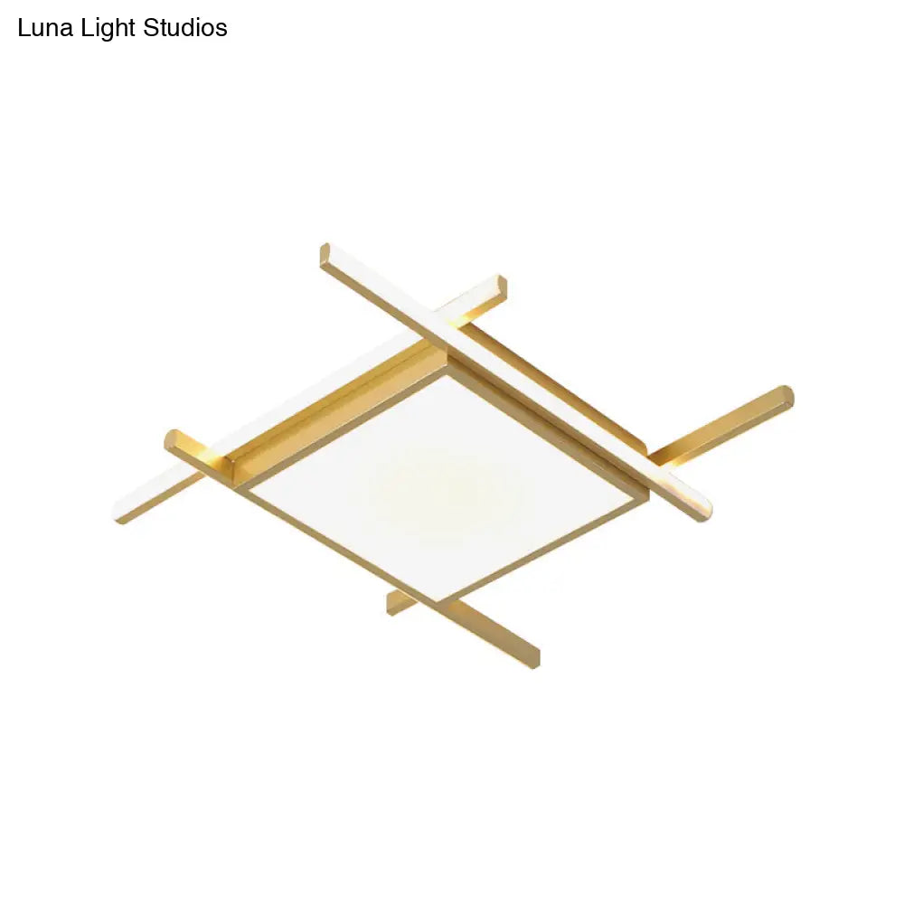 Modern Gold Finish Led Aluminum Square Flush - Mount Light Fixture - 18’/23’ Wide Warm/White