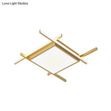 Modern Gold Finish Led Aluminum Square Flush - Mount Light Fixture - 18’/23’ Wide Warm/White