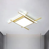 Modern Gold Finish Led Aluminum Square Flush - Mount Light Fixture - 18’/23’ Wide Warm/White /