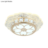 Modern Gold Finish Led Ceiling Lamp With Clear Crystal Cherry Blossom Design And Multi - Color