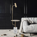 Modern Gold Finish Led Metallic Floor Table Lamp - Short Tube Stand Up Light For Drawing Room