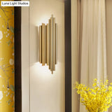 Modern Gold Finish Slim Tube Sconce Lighting With 4 Bulbs Metallic Wall Lamp Fixture