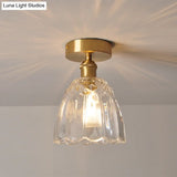 Modern Gold Flower Ceiling Mount Light Fixture With Glass Shade