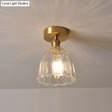 Modern Gold Flower Ceiling Mount Light Fixture With Glass Shade