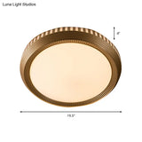 Modern Gold Flush Ceiling Light For Bedroom - Round Acrylic Shade White/Warm