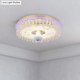 Modern Gold Flush Mount Ceiling Light Fixture With Led Crystal Block And Petal Pattern