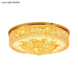 Modern Gold Flush Mount Ceiling Light With Crystal Stands