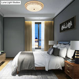 Modern Gold Flush Mount Ceiling Light With Opal Glass Led And Crystal Accent - 16’/19.5’ W
