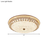 Modern Gold Flush Mount Ceiling Light With Opal Glass Led And Crystal Accent - 16’/19.5’ W