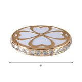 Modern Gold Flush Mount Led Ceiling Lamp With Clear Faceted Crystal Clover Design And Multi-Color